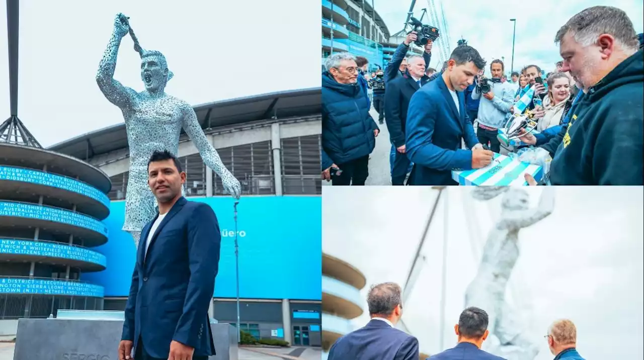 Manchester City desveló la estatua de Agüero, su máximo goleador