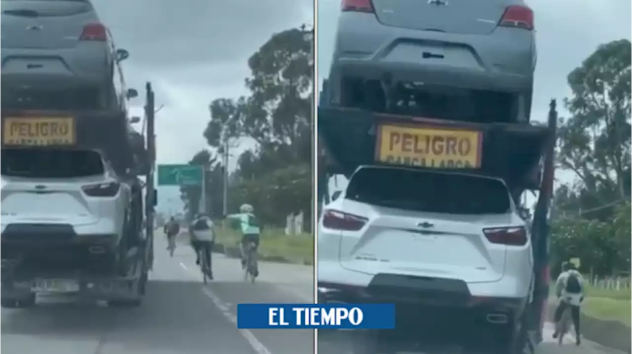 Video: un camión casi arrolla a dos ciclistas en la vía Funza-Bogotá