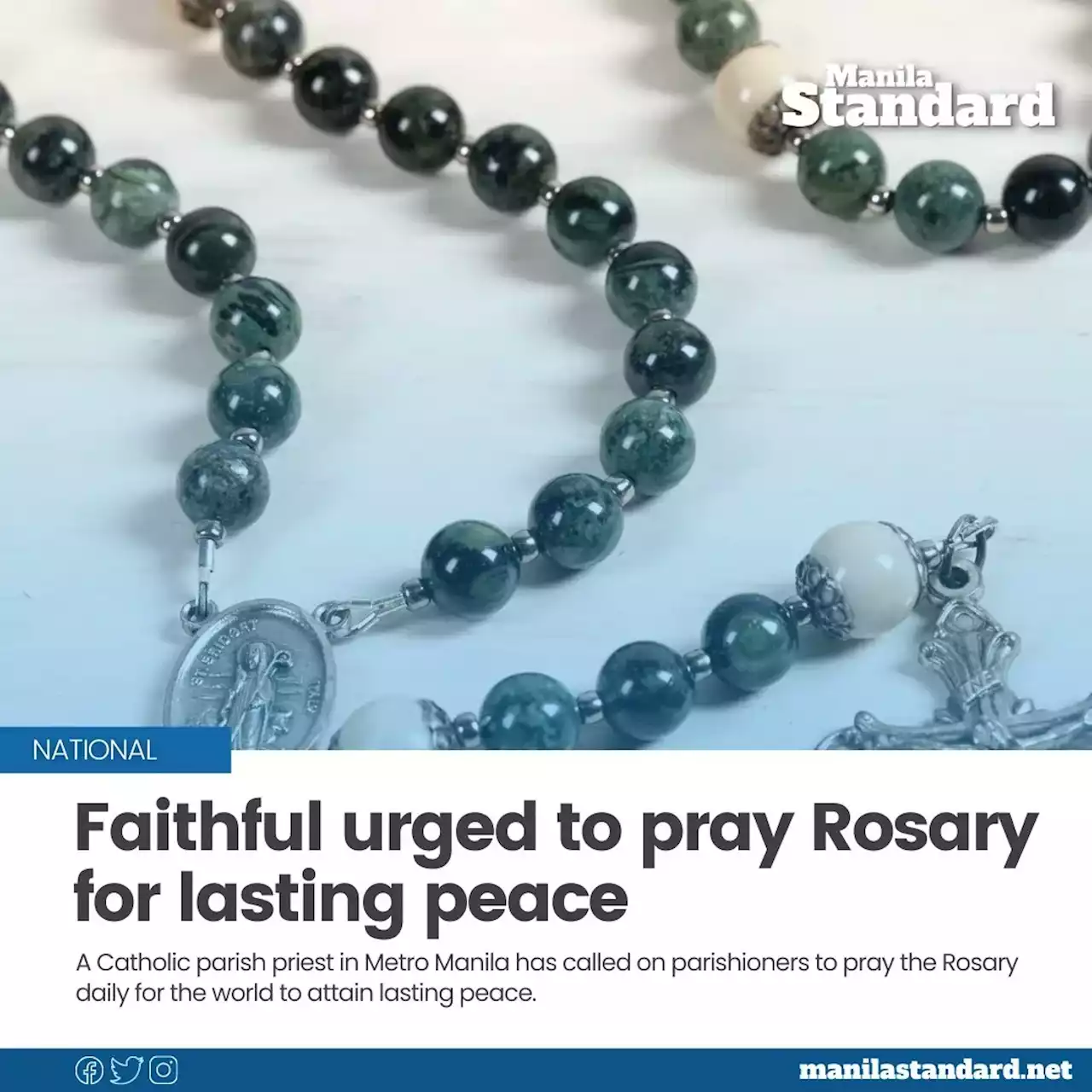 Faithful urged to pray Rosary for lasting peace