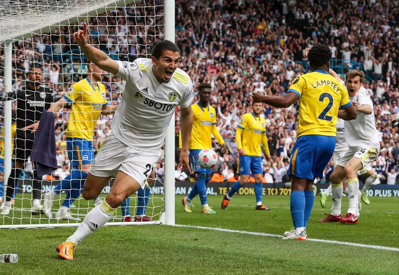 Leeds go above Burnley and out of drop zone with last-minute equaliser against Brighton