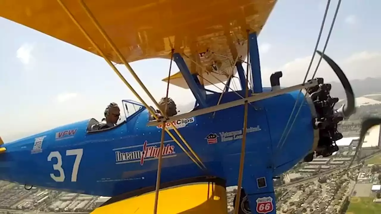 SoCal veterans soar Camarillo skies in restored open-cockpit biplane thanks to Dream Flights