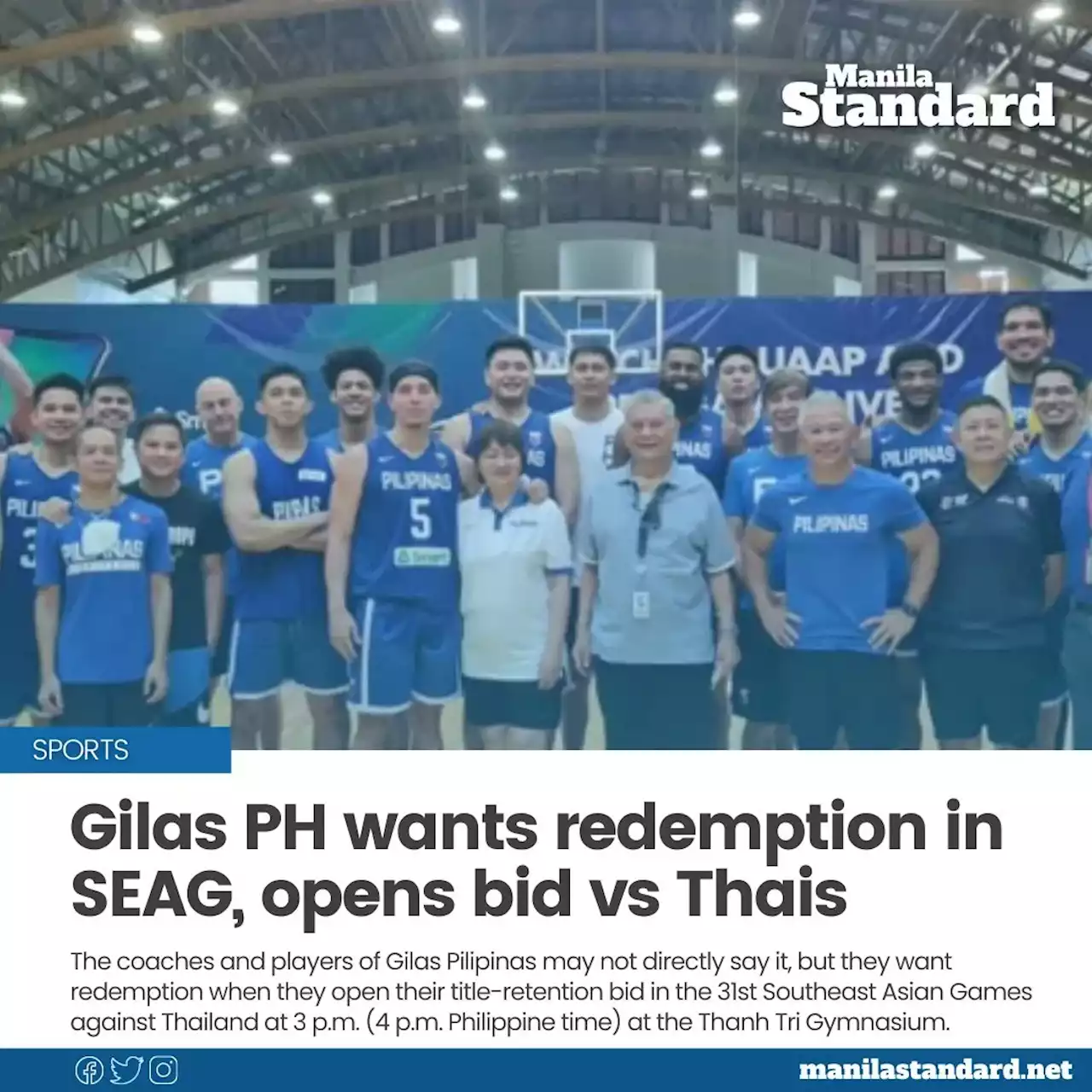 Gilas PH wants redemption in SEAG, opens bid vs Thais