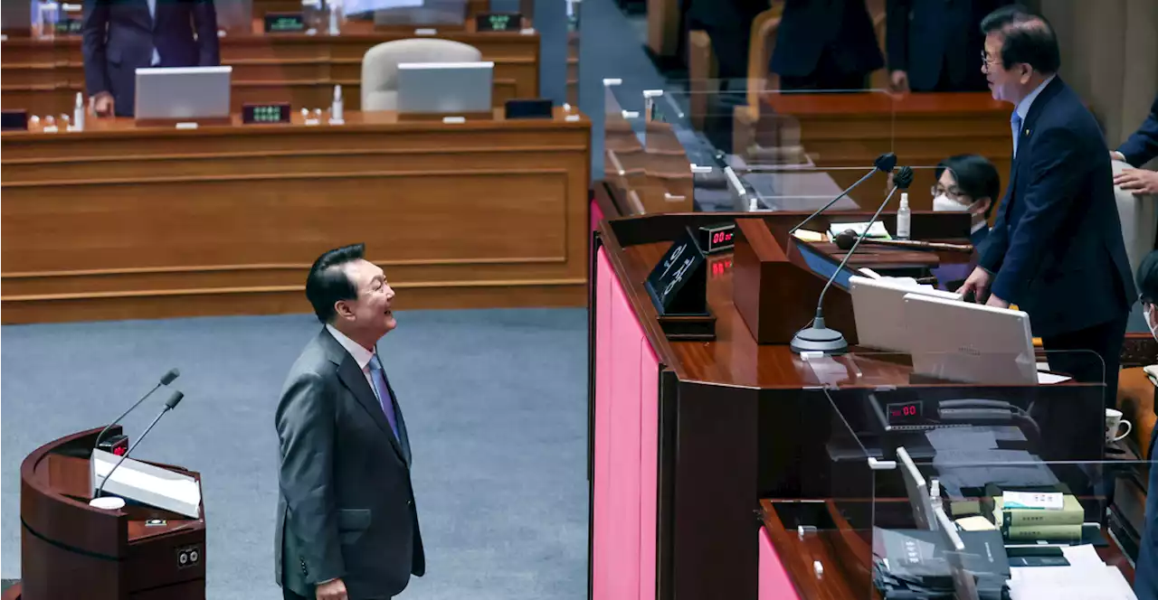 [오마이포토2022] '국회의장 인사' 패싱 지적당한 윤석열 대통령