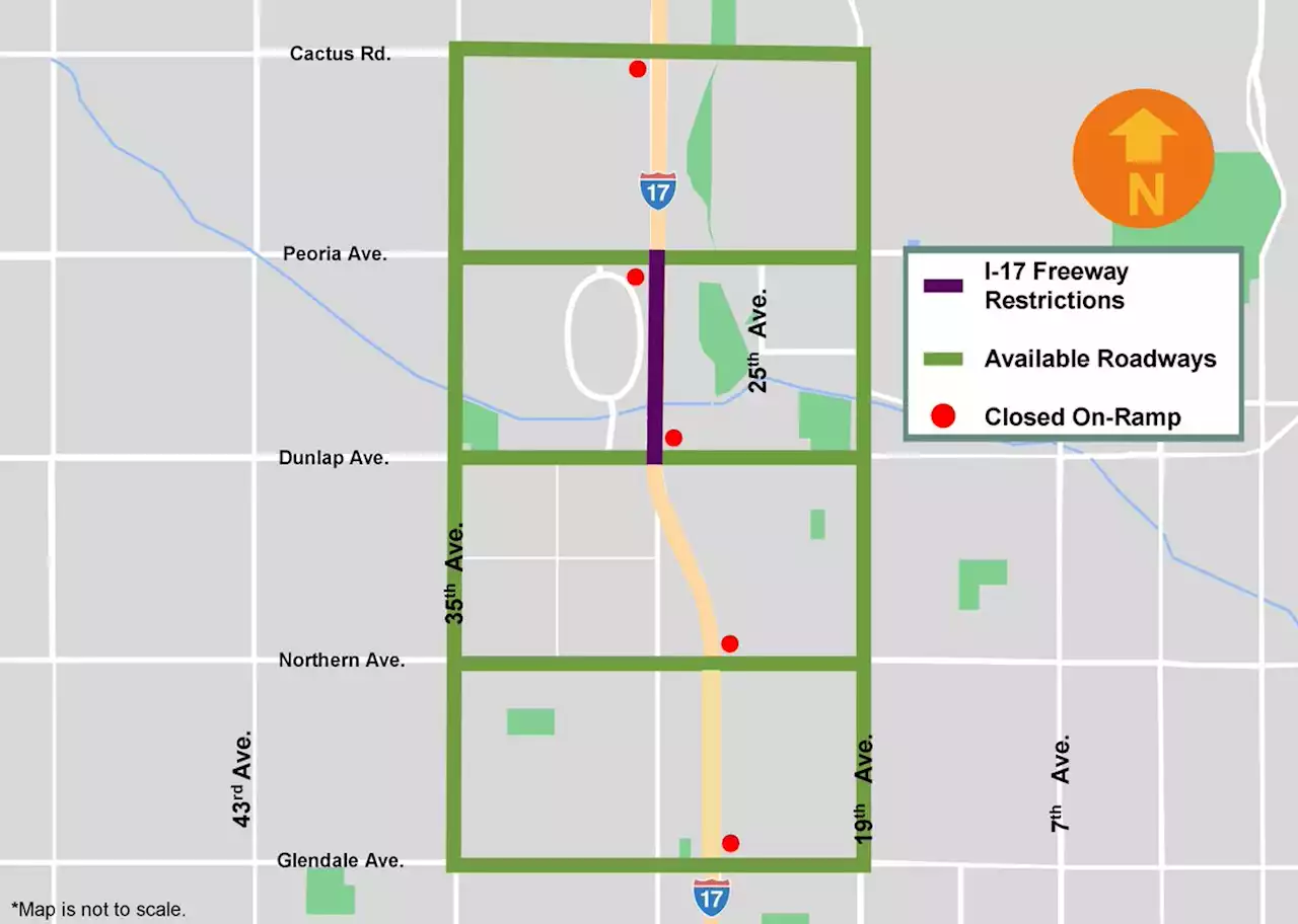 Stretch of I-17 scheduled to be closed at night in Phoenix this week (May 17-20) for light rail bridge work | ADOT