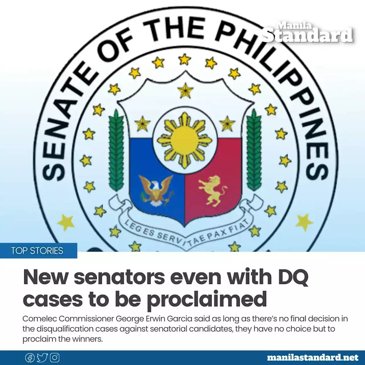 New senators even with DQ cases to be proclaimed