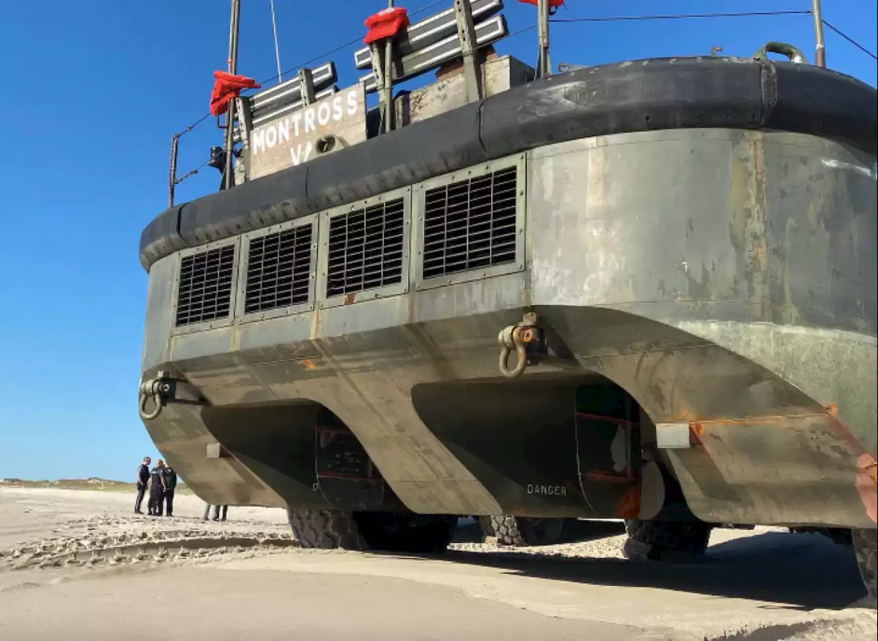 Vietnam-era amphibious vehicles come ashore at Island Beach State Park after mechanical issues