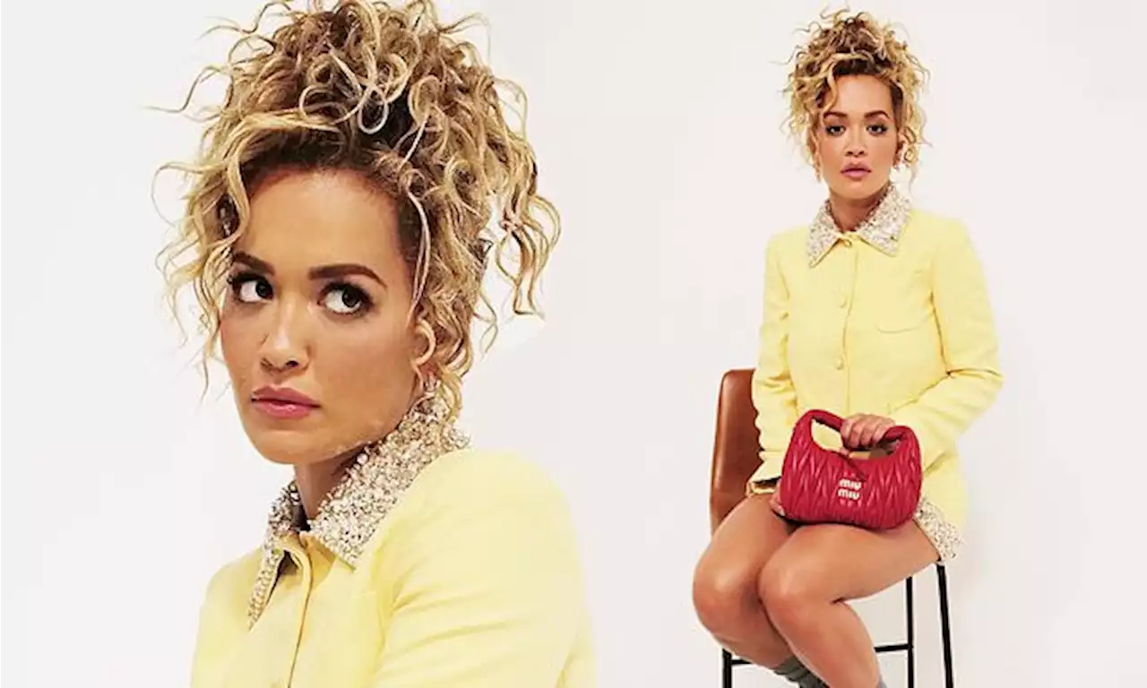 Rita Ora puts on a leggy display in bright yellow co-ord