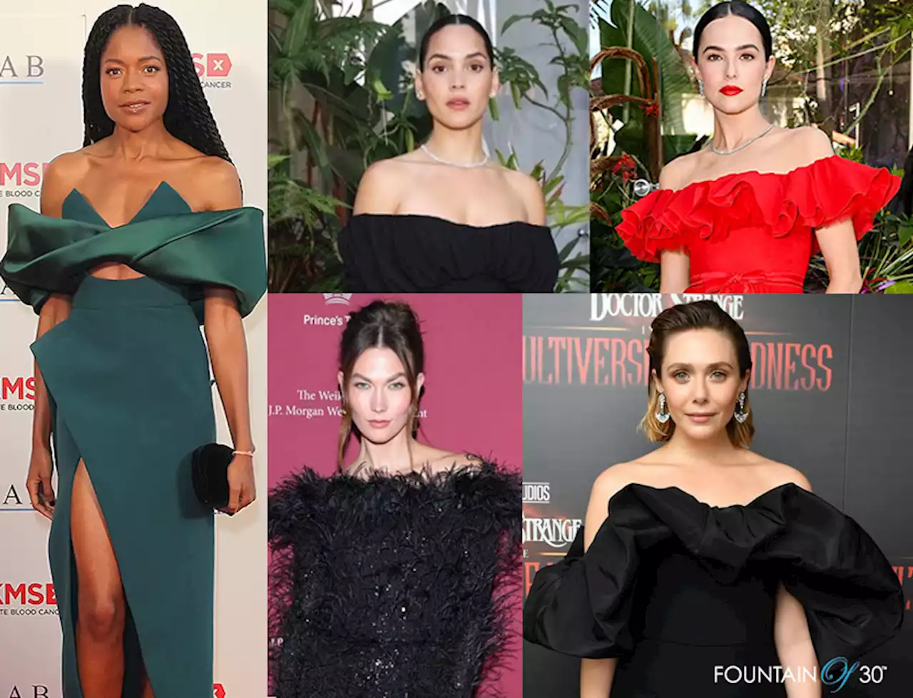 How The Celebrities Wear Bold Off-The-Shoulder Necklines