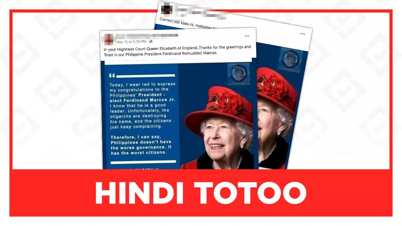 HINDI TOTOO: Pagbati ni Queen Elizabeth II kay Marcos Jr.