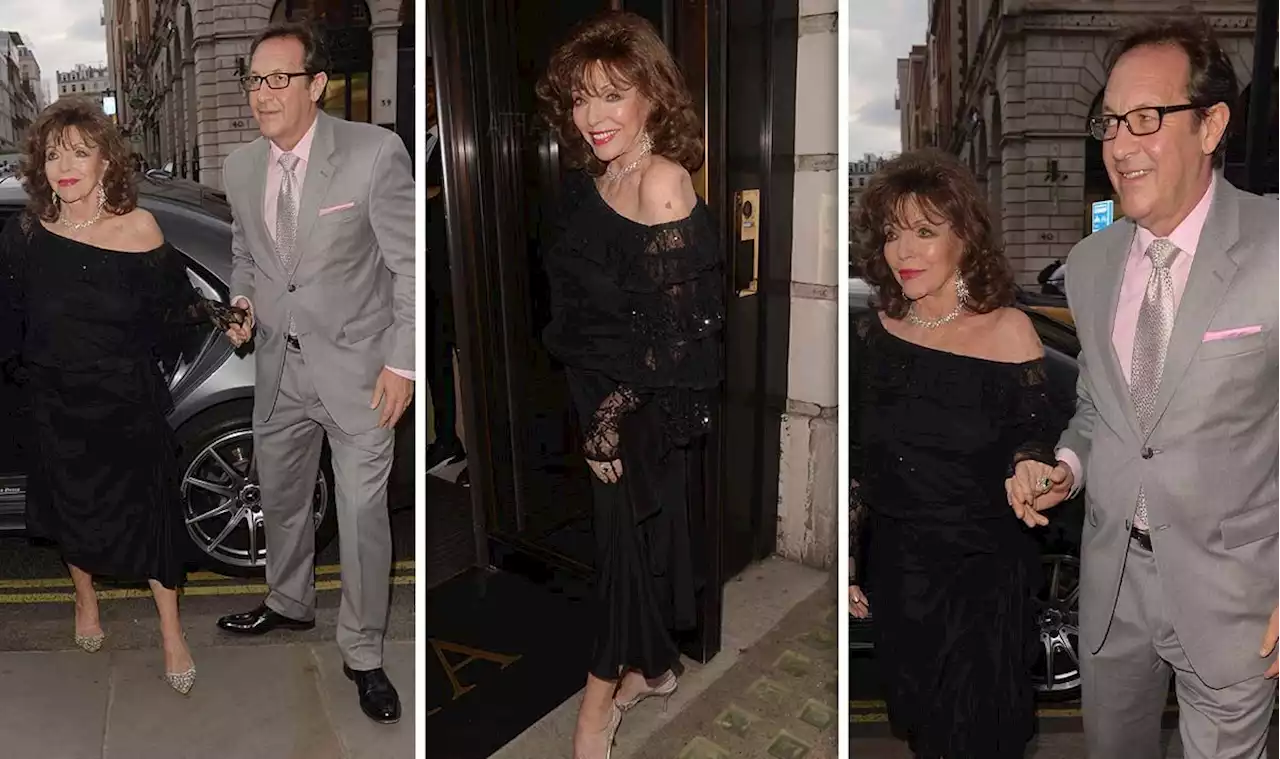 Joan Collins, 88, exudes elegance stepping out with husband Percy Gibson, 57, at event