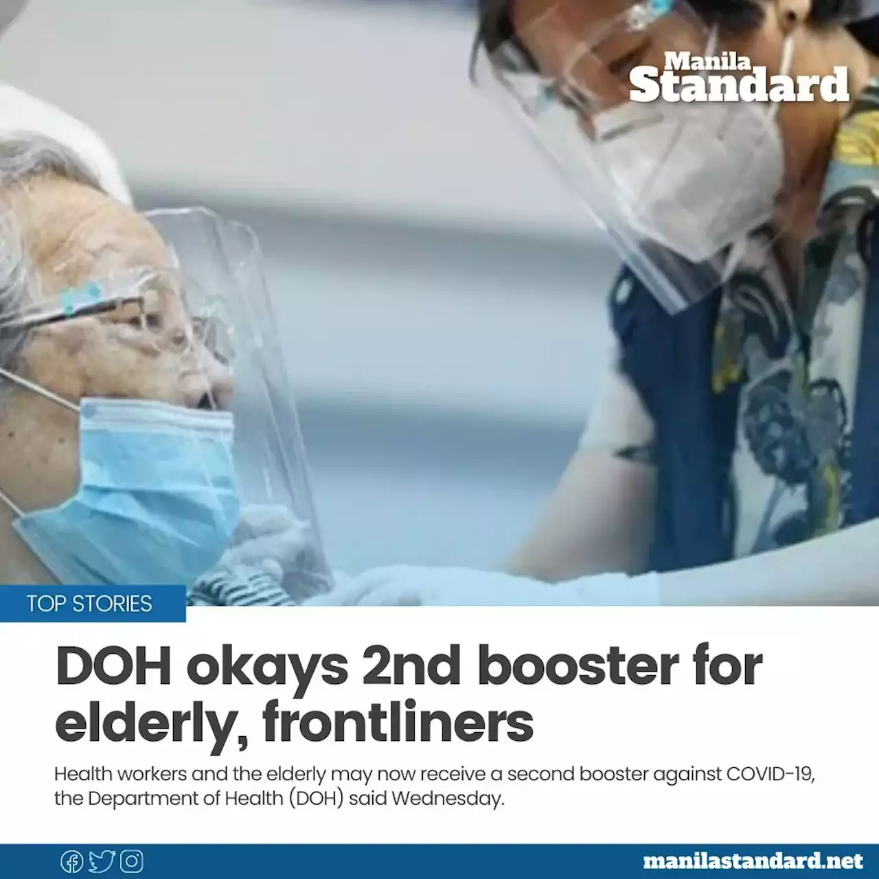 DOH okays 2nd booster for elderly, frontliners