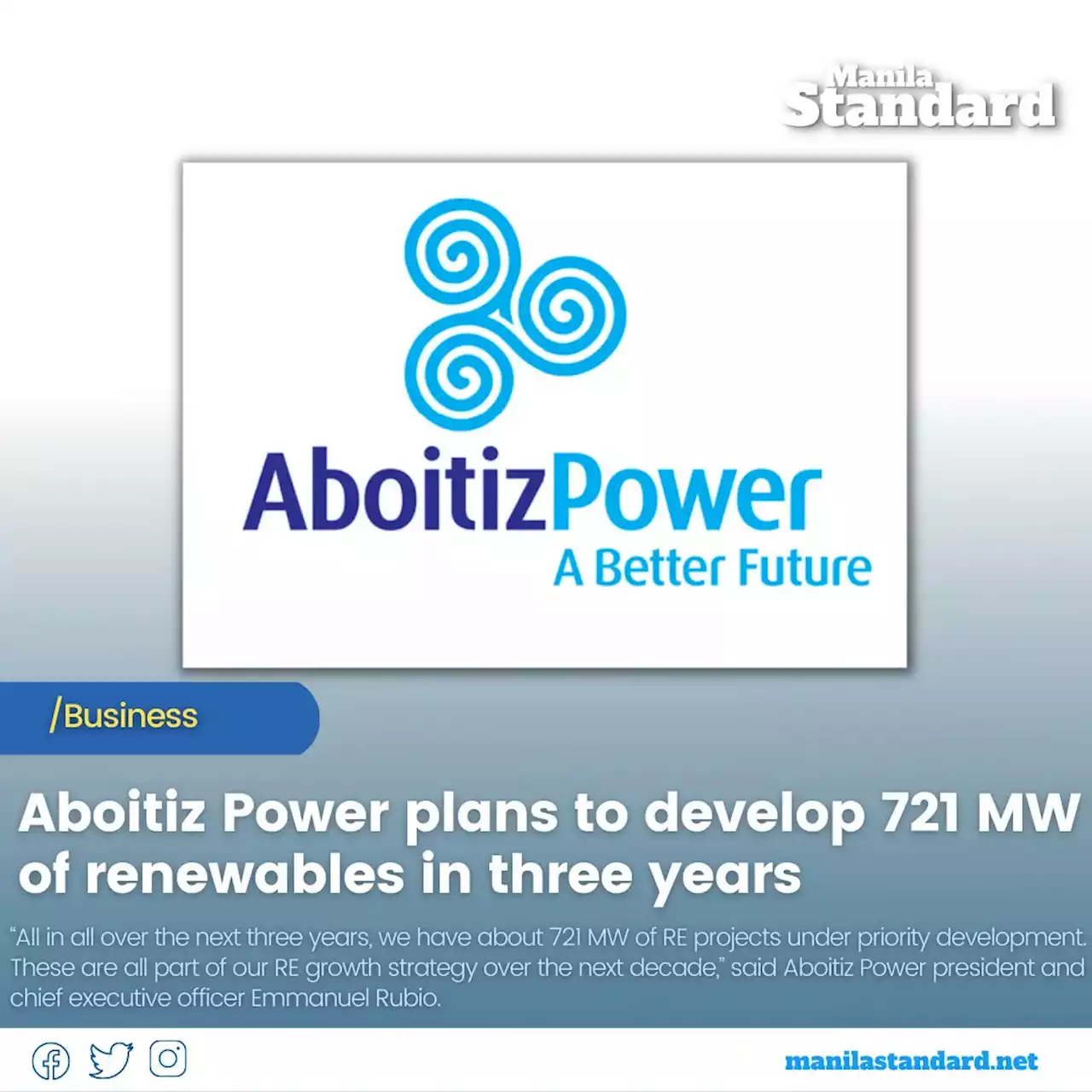 Aboitiz Power plans to develop 721 MW of renewables in three years