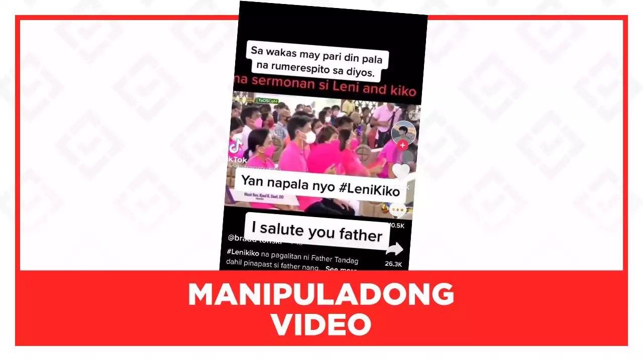 MANIPULADONG VIDEO: Pinagalitan ng pari sina Robredo at Pangilinan sa isang misa