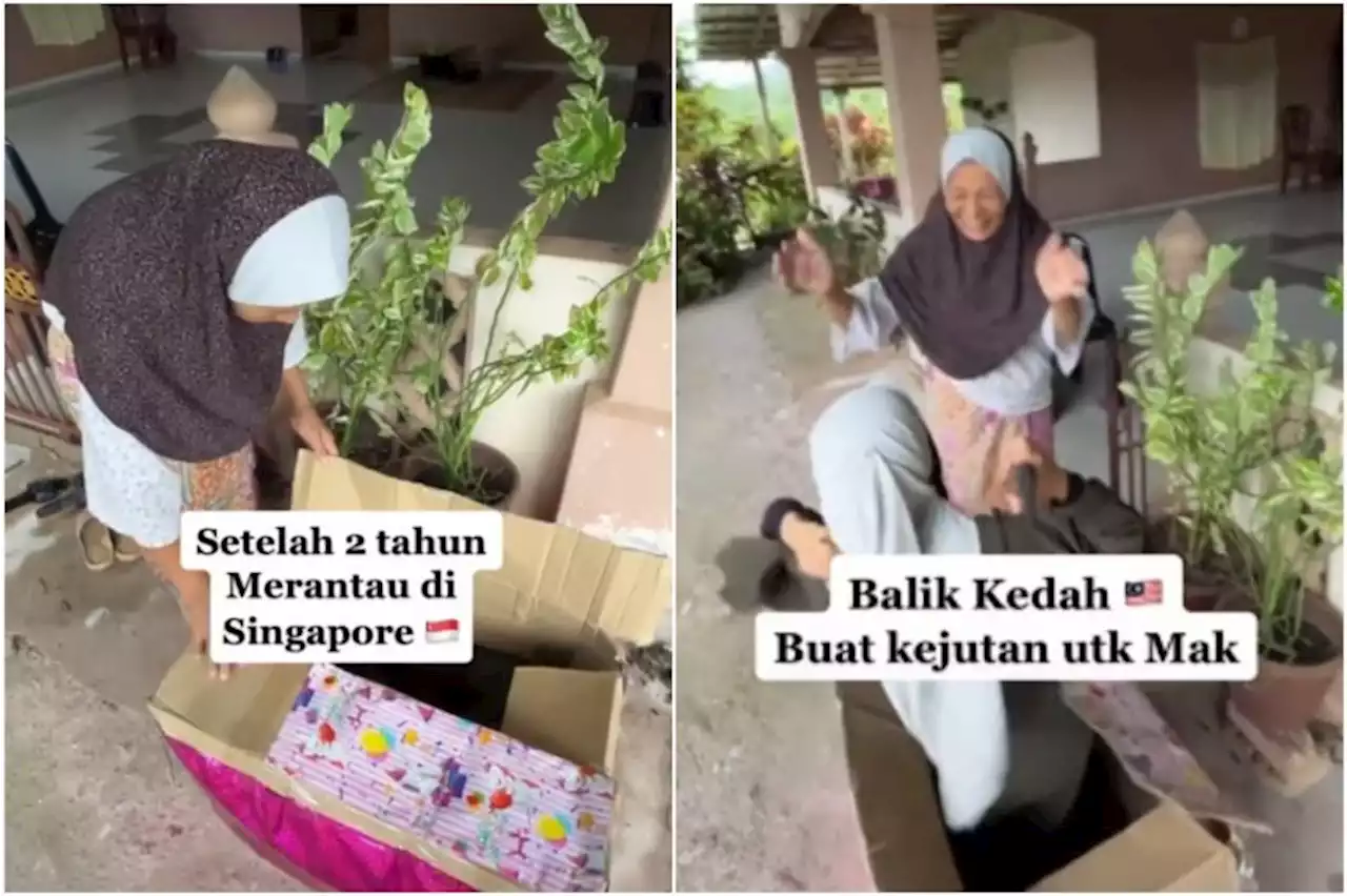 A surprise Hari Raya delivery when daughter returns to Kedah to see mum after 2 years