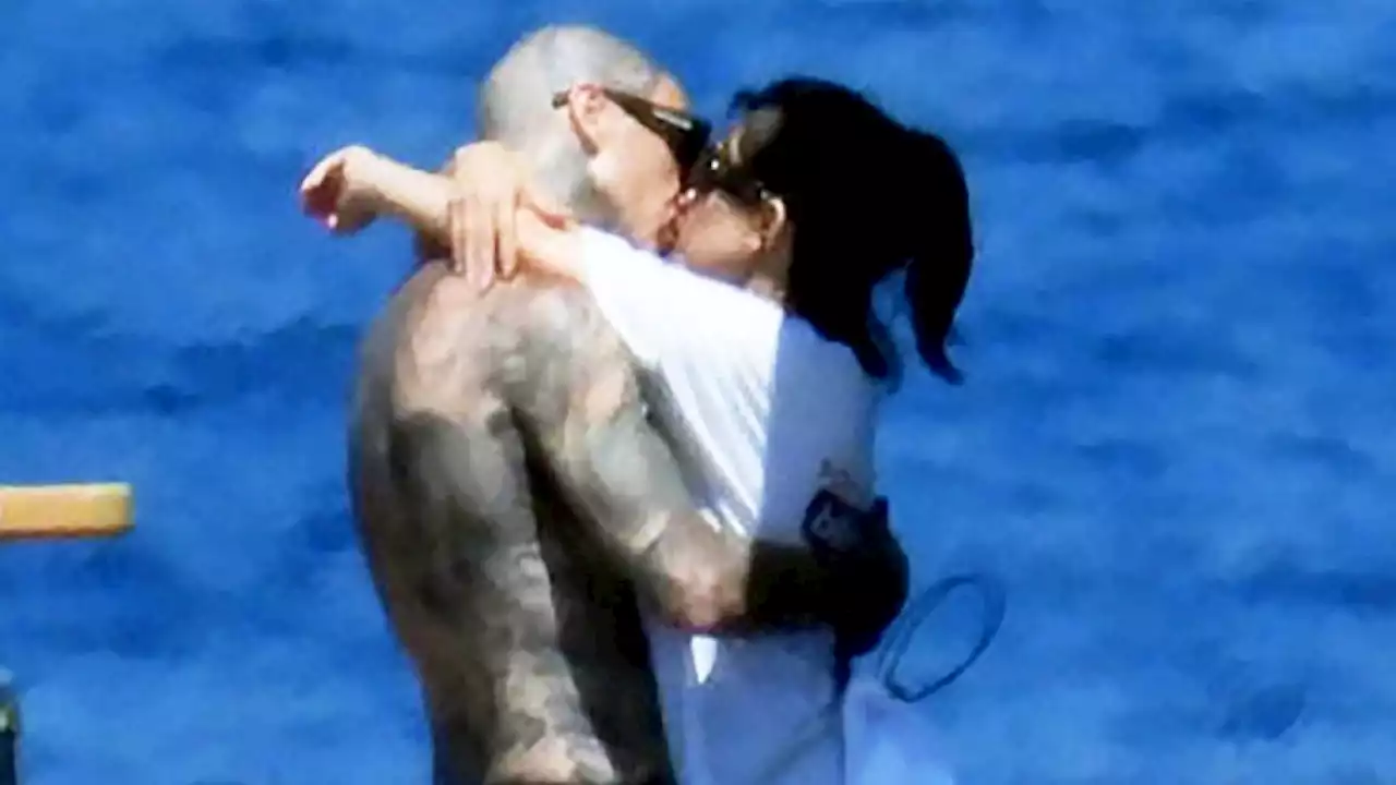 Kourtney Kardashian and Travis Barker Have a Pre-Wedding Kiss in Italy