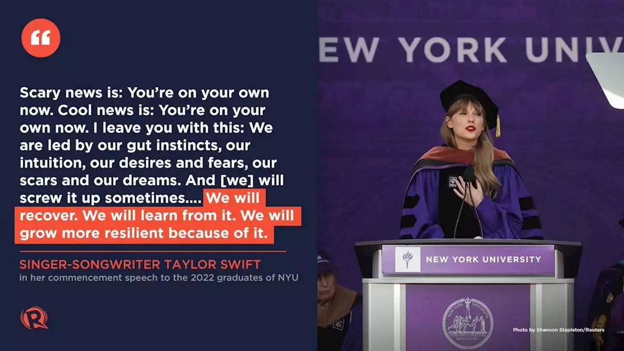 It's gonna be all right, Taylor Swift tells NYU graduates at commencement