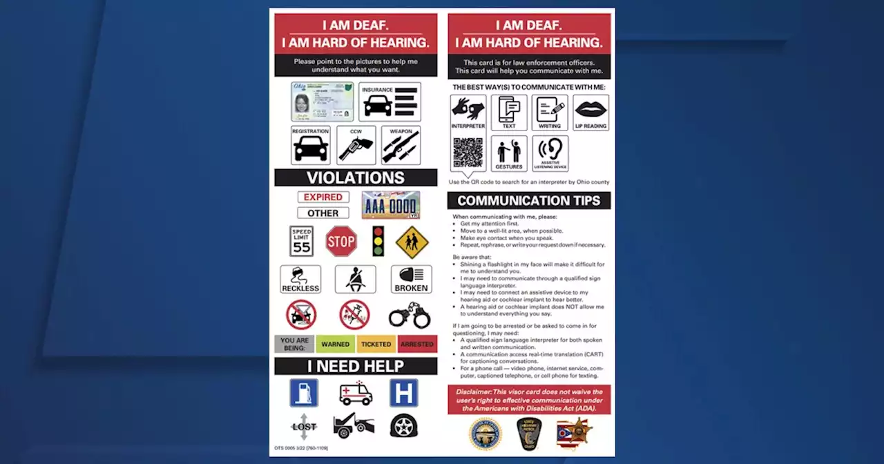 New card created to help deaf or hard-of-hearing individuals communicate with Ohio law enforcement