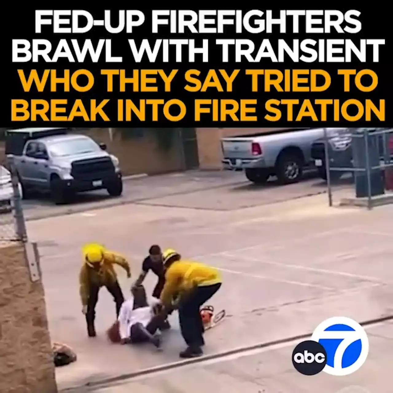 LAFD firefighters caught on video punching, kicking man accused of trying to break into fire station