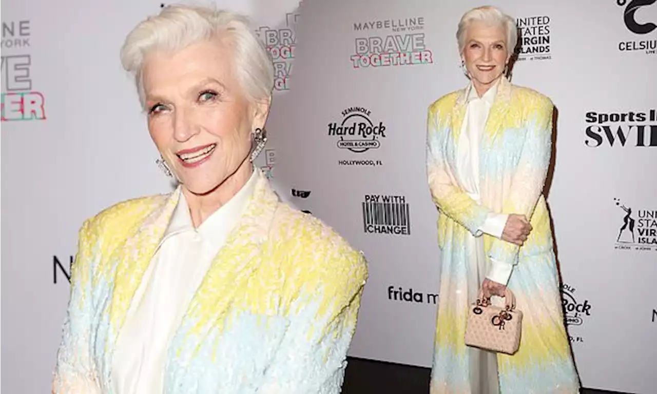 Maye Musk, 74, is the picture of sophistication in white silk dress