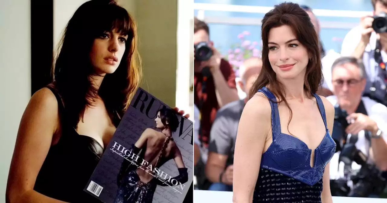 Anne Hathaway Channels Andy Sachs in a Leather Minidress at Cannes