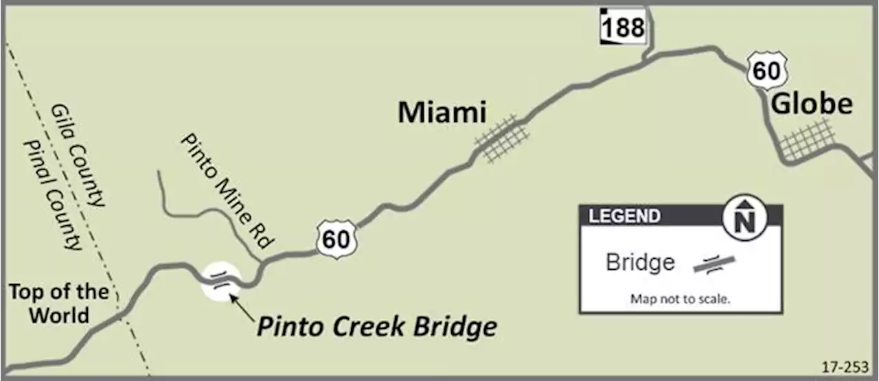 Expect delays, lane restrictions on US 60 near the Pinto Creek Bridge May 24-26