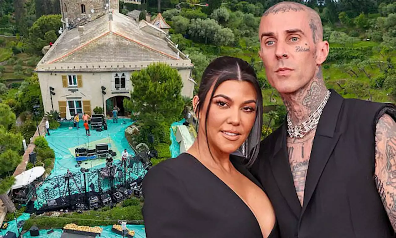 Kourtney Kardashian and Travis Barker's wedding venue in tarpaulin