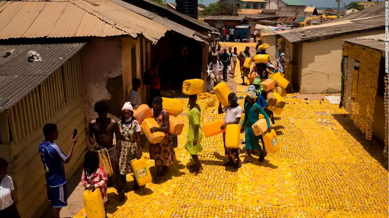 He's building a real-life yellow brick road without any bricks