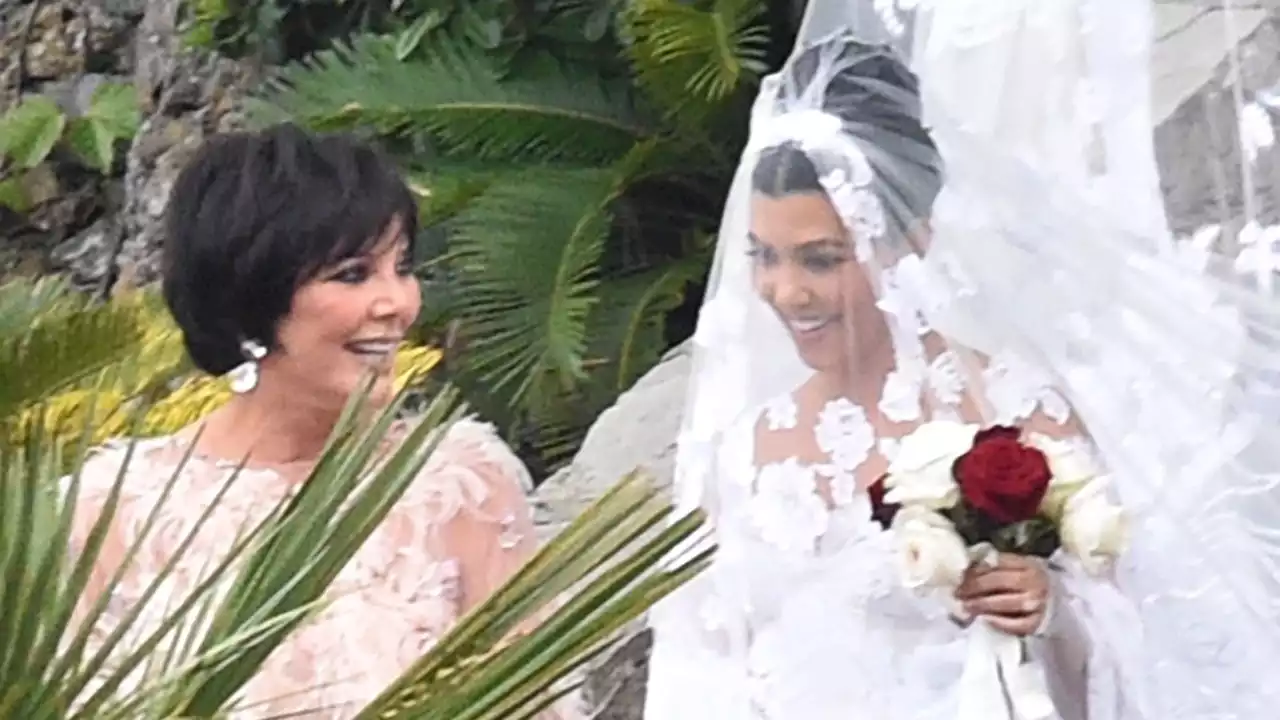 Kourtney Kardashian Is a Vision in Short White Wedding Dress: Pics