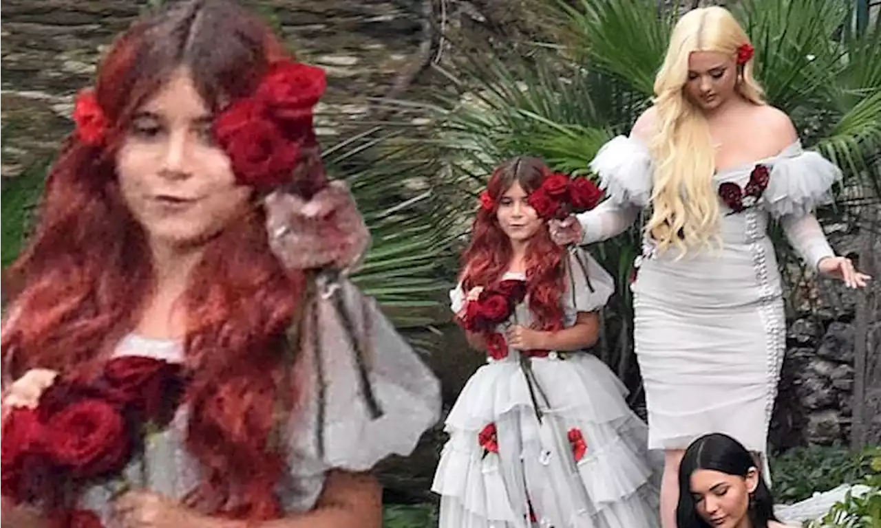 Penelope and Alabama are flower girls at Kourtney and Travis' wedding