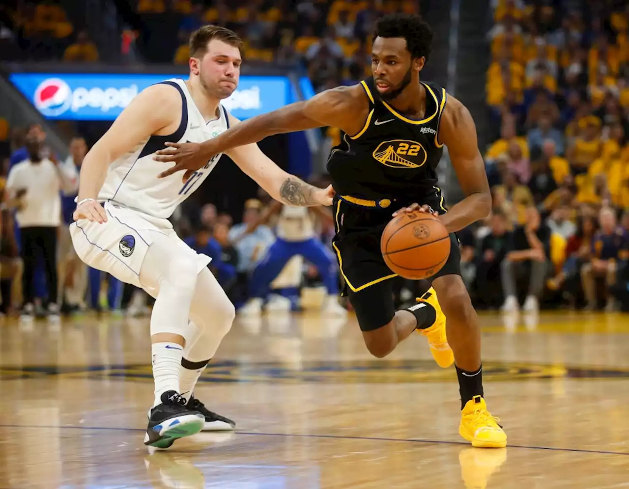 Watch: Warriors’ Andrew Wiggins unleashes vicious dunk over Luka Dončić