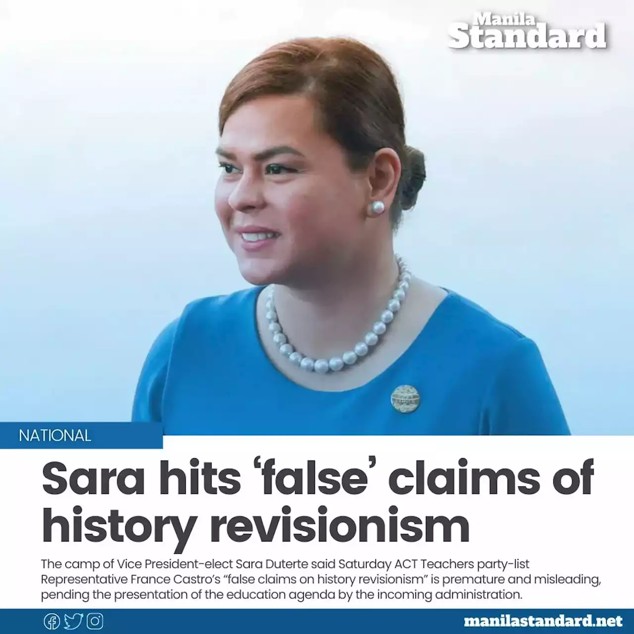 Sara Hits ‘false Claims Of History Revisionism Philippines Head Topics