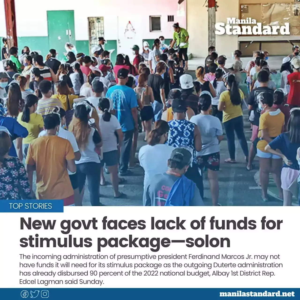 New govt faces lack of funds for stimulus package—solon