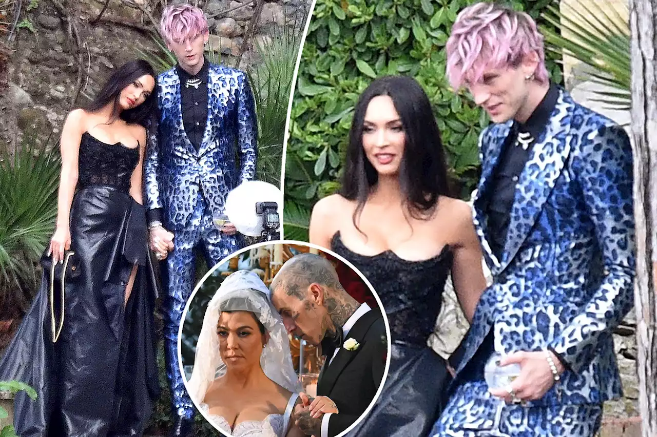 See Megan Fox and MGK in leopard and lace at Kourtney and Travis’ wedding