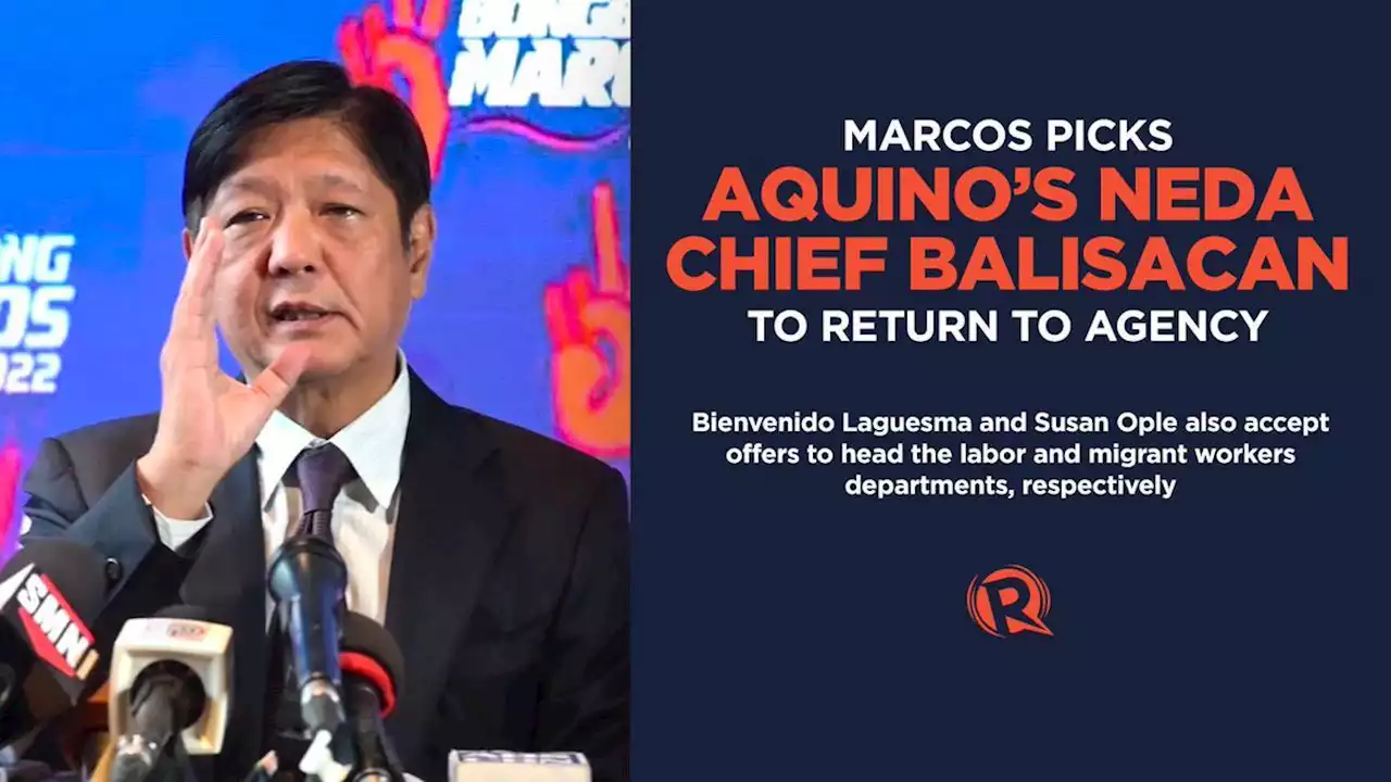 Marcos picks Aquino's NEDA chief Balisacan to return to agency