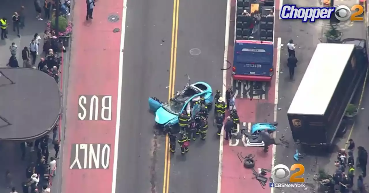 1 hospitalized after serious crash on 34th Street in Manhattan