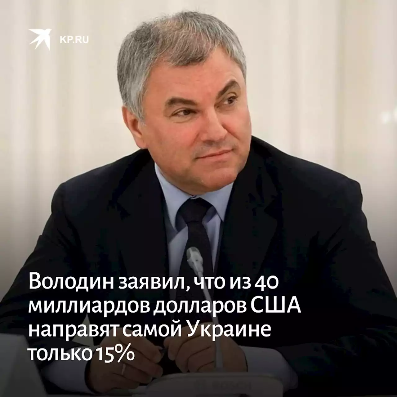 Володин заявил, что из 40 миллиардов долларов США направят самой Украине только 15%