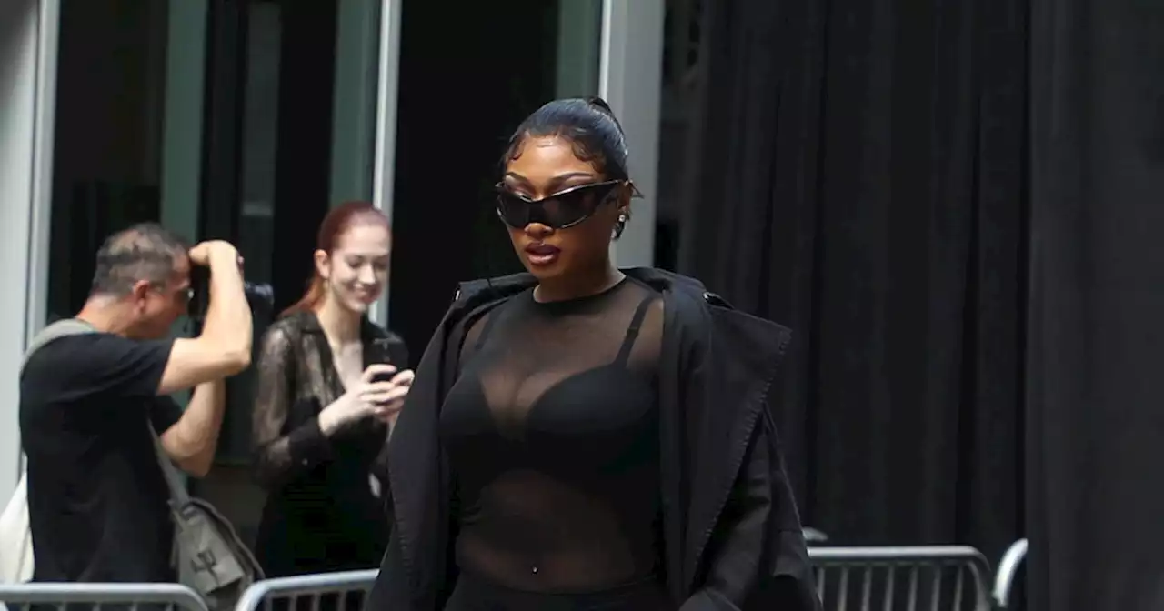 Megan the Stallion Paired a Sheer Top With Leggings For the Balenciaga Resort Show