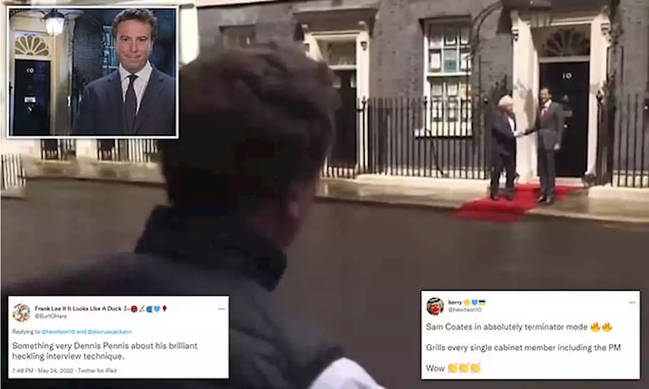 Sky News' Sam Coates screams questions at Tory MPs on Downing Street