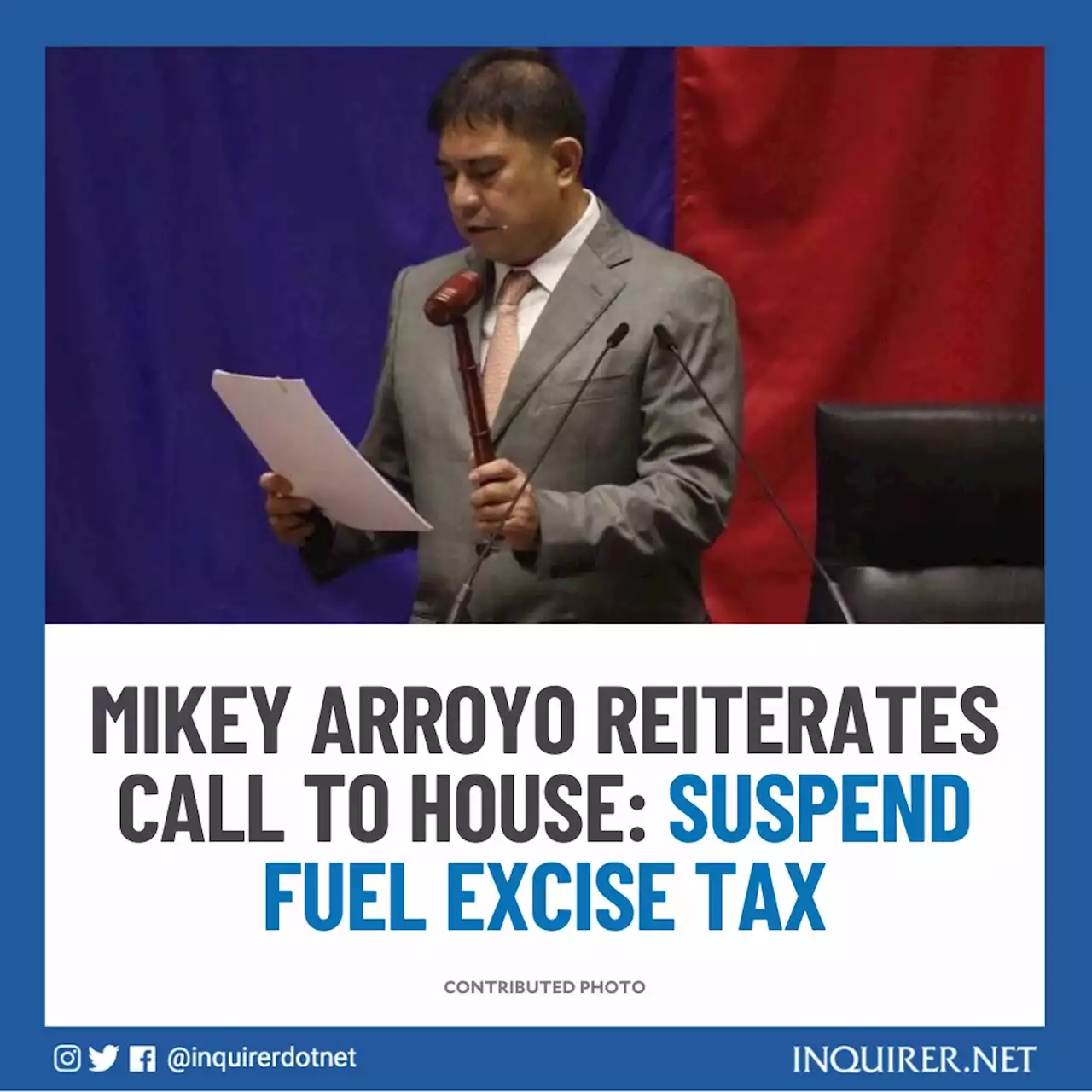 Mikey Arroyo reiterates call to House: Suspend fuel excise tax