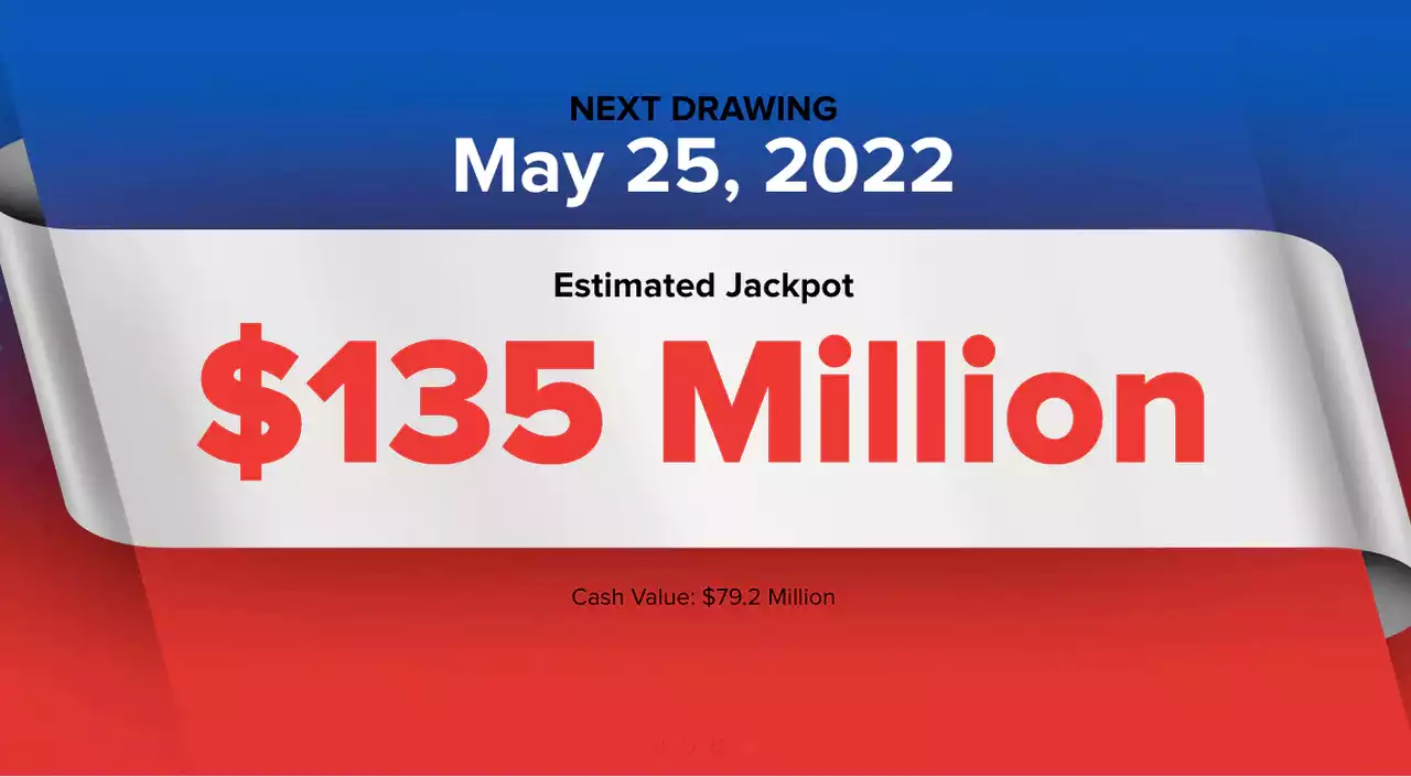 Powerball winning numbers for Wednesday, May 25, 2022; jackpot $135 million