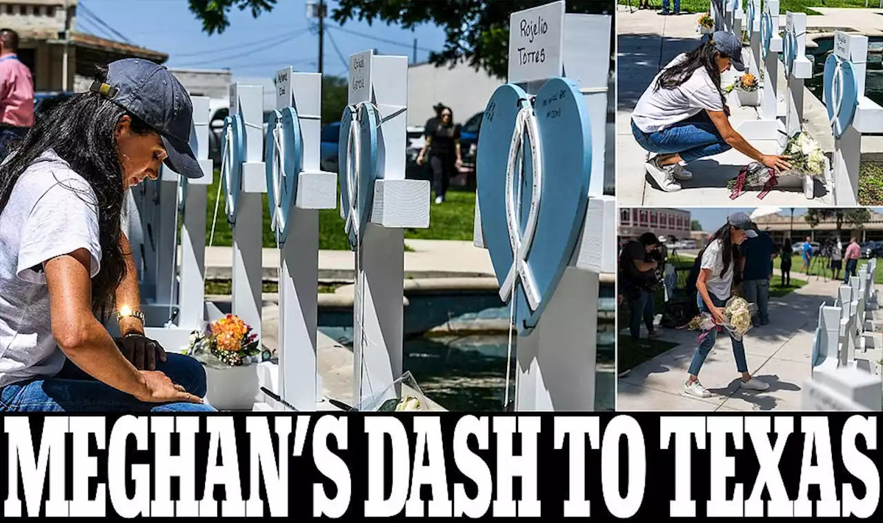 Meghan Markle lays bouquet of white roses at memorial in Uvalde