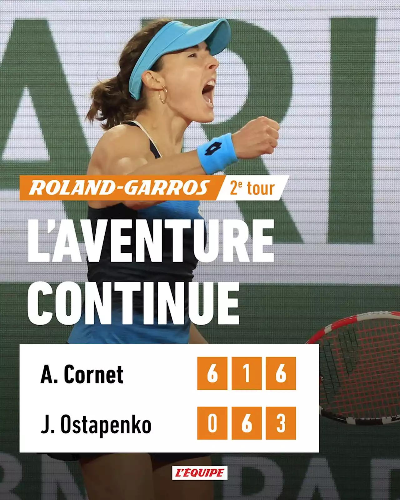 Alizé Cornet écarte Jelena Ostapenko et fonce au troisième tour de Roland-Garros