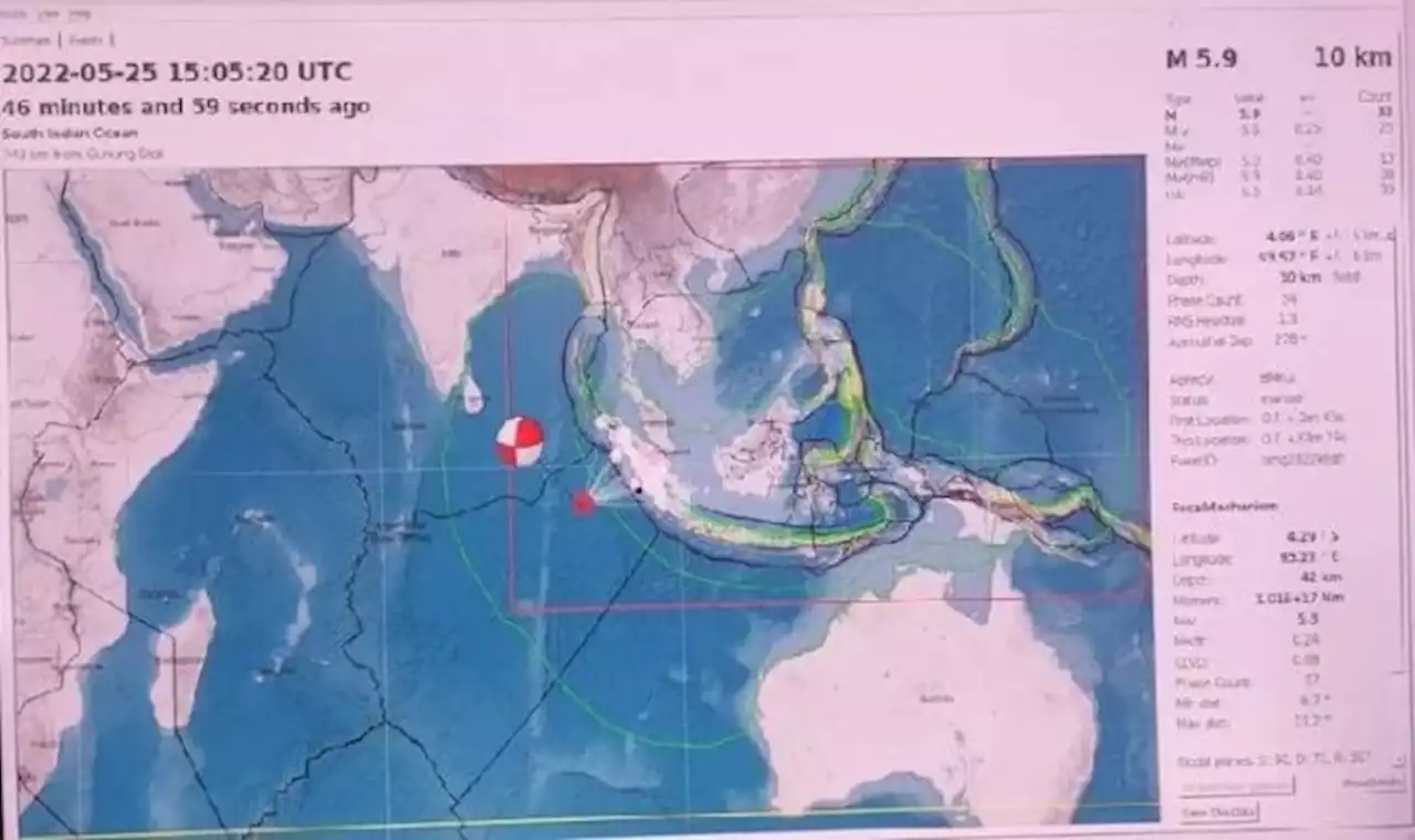 BMKG: Pusat Gempa Nias Semalam Dekat Gempa M7,8 pada 2016