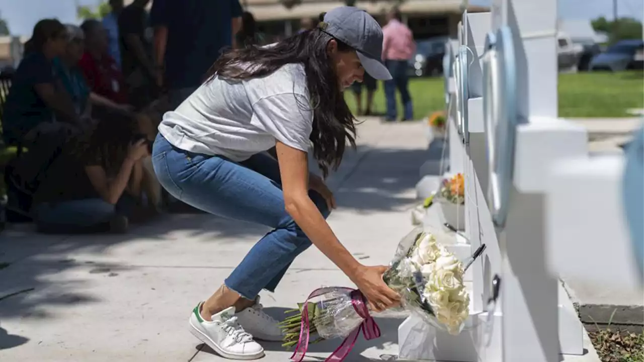 Meghan Markle places flowers outside memorial for Texas school shooting victims in Uvalde