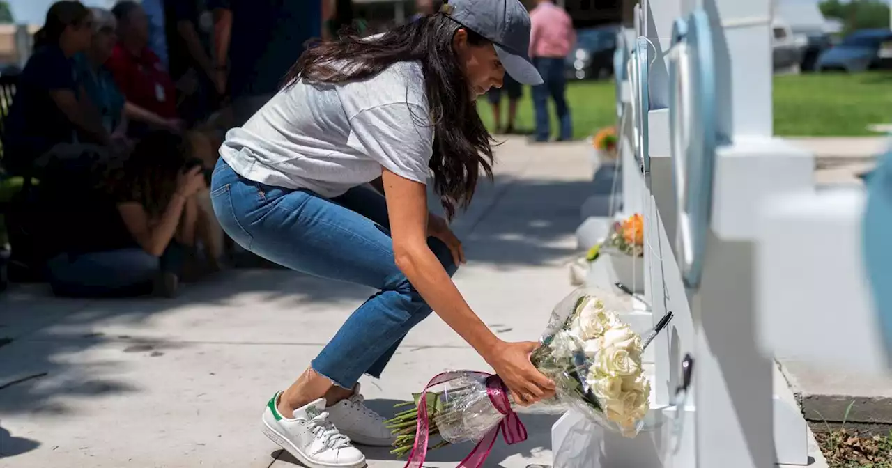 Meghan Markle visits Uvalde memorial for victims of shooting