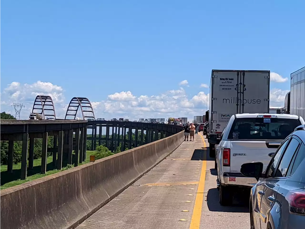 I-65 northbound lanes blocked after crash on Delta bridge