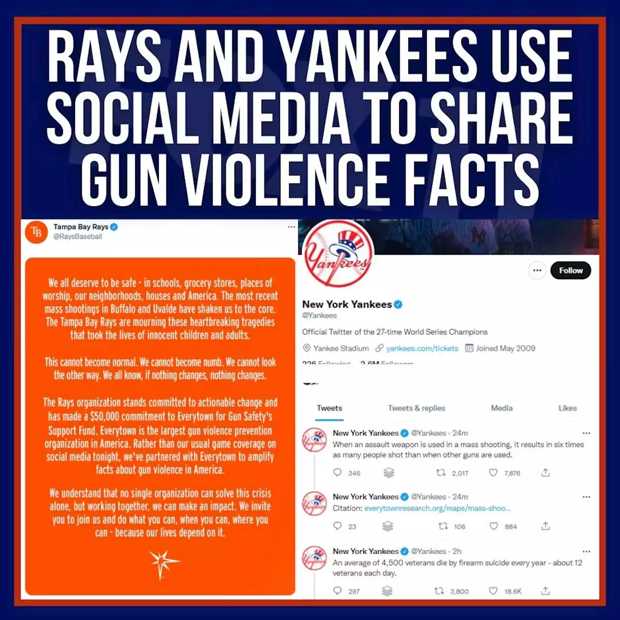 Yankees, Rays use social media to spread gun violence facts