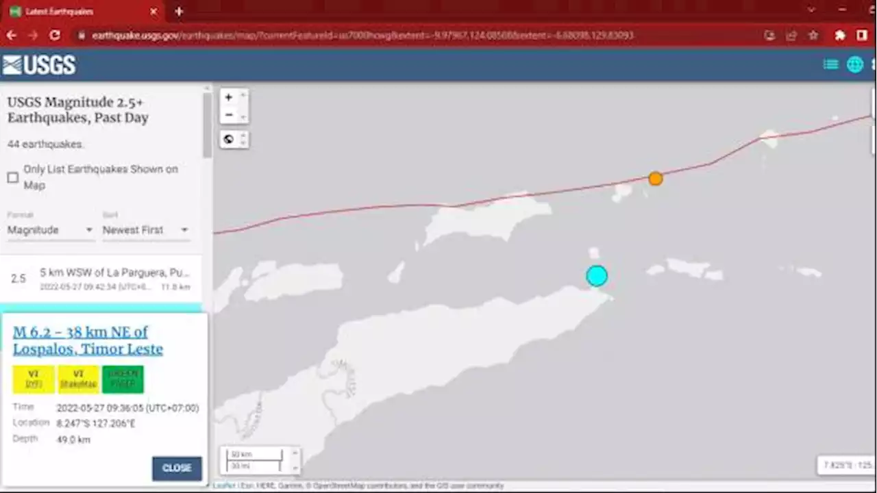 Peringatan Tsunami Muncul Menyusul Gempa 6,2 Richter di Lepas Pantai Los Palos,Timor Leste