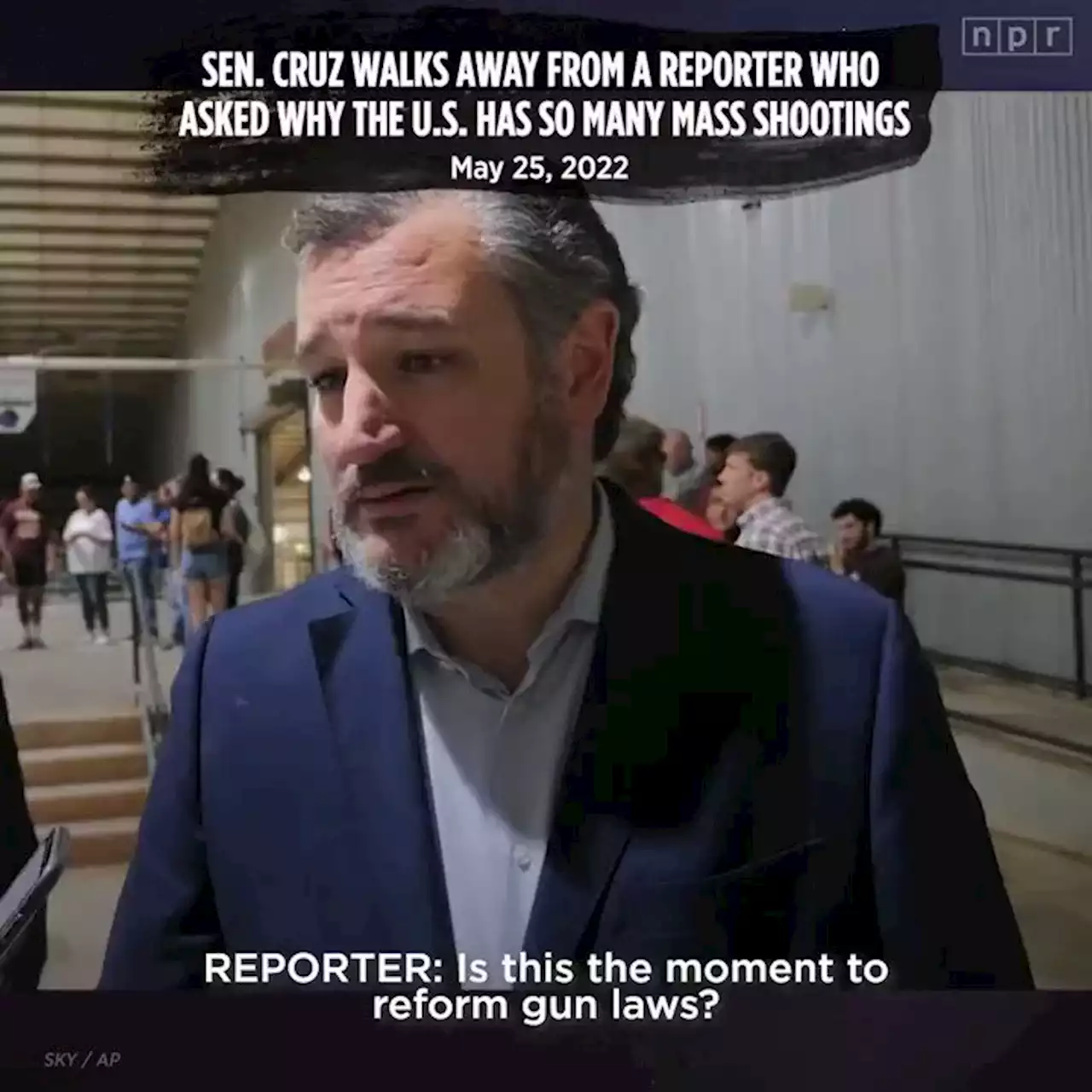 Ted Cruz walks away from a reporter who asked why the U.S. has so many mass shootings