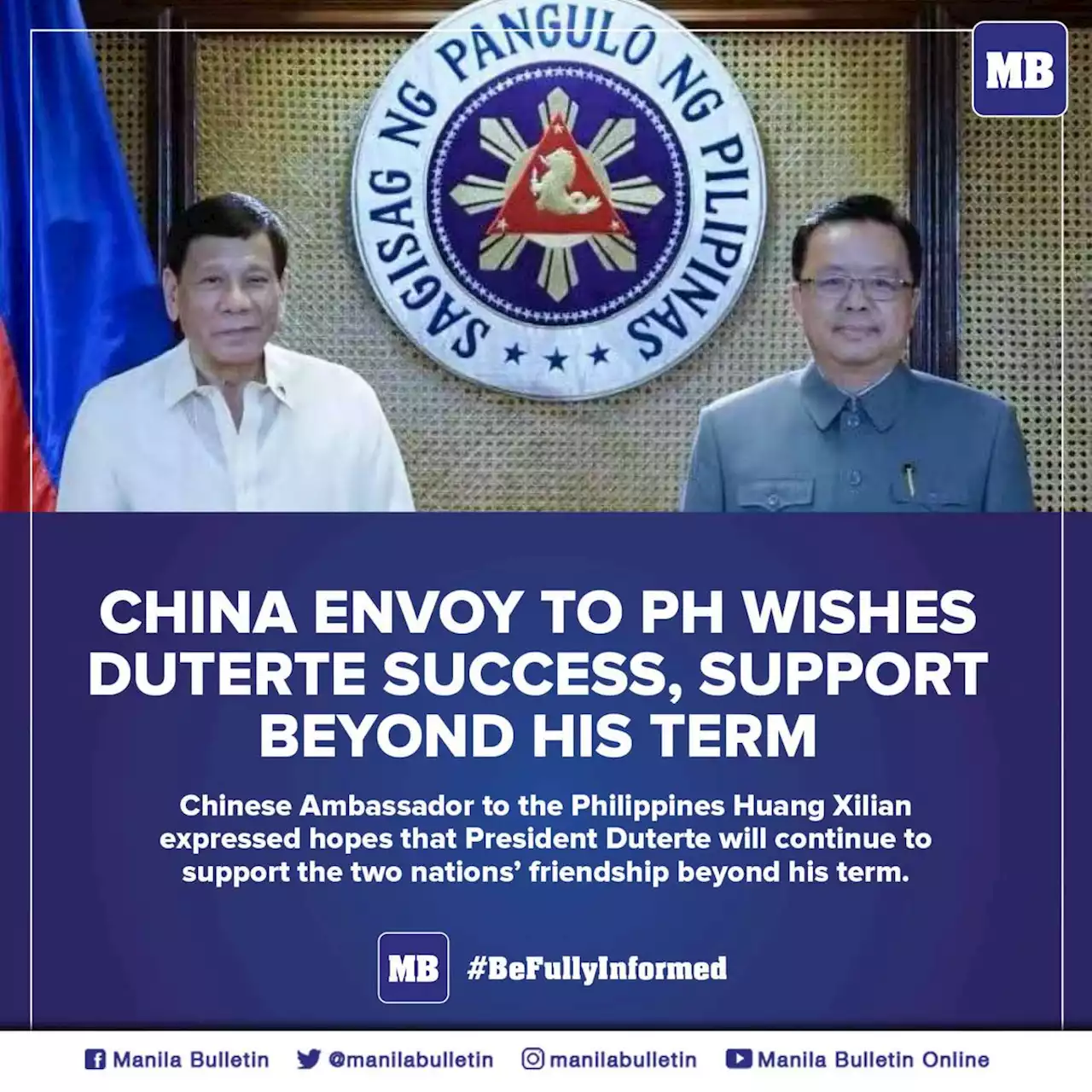 China envoy to PH wishes Duterte success, support beyond his term